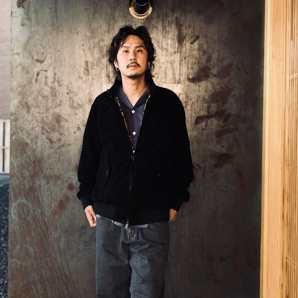 BARACUTA | G9 SUEDE LEATHER HARRINGTON JACKET #BLACK [25FW-WMO-BC01]