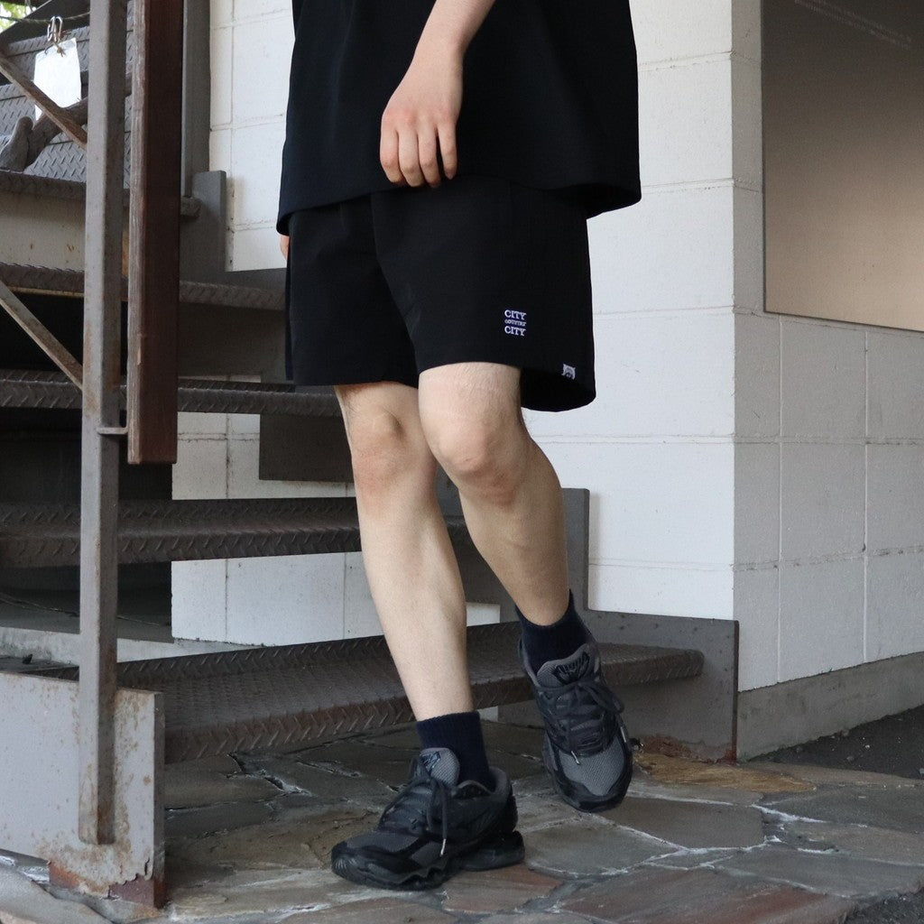 EMBROIDERD LOGO STRECH NYLON EASY SHORTS #BLACK [CCC-261P005]