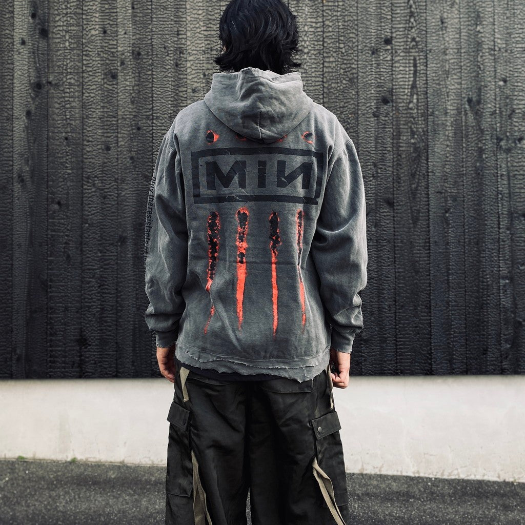 Bootleg Zip Up Hoodie With Damaged (ERROR S) #AGEDBLACK [M-P4-BG8]