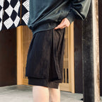 MESH LAYERED WIDE SHORT PANTS #BLACK [FST15261U0001]