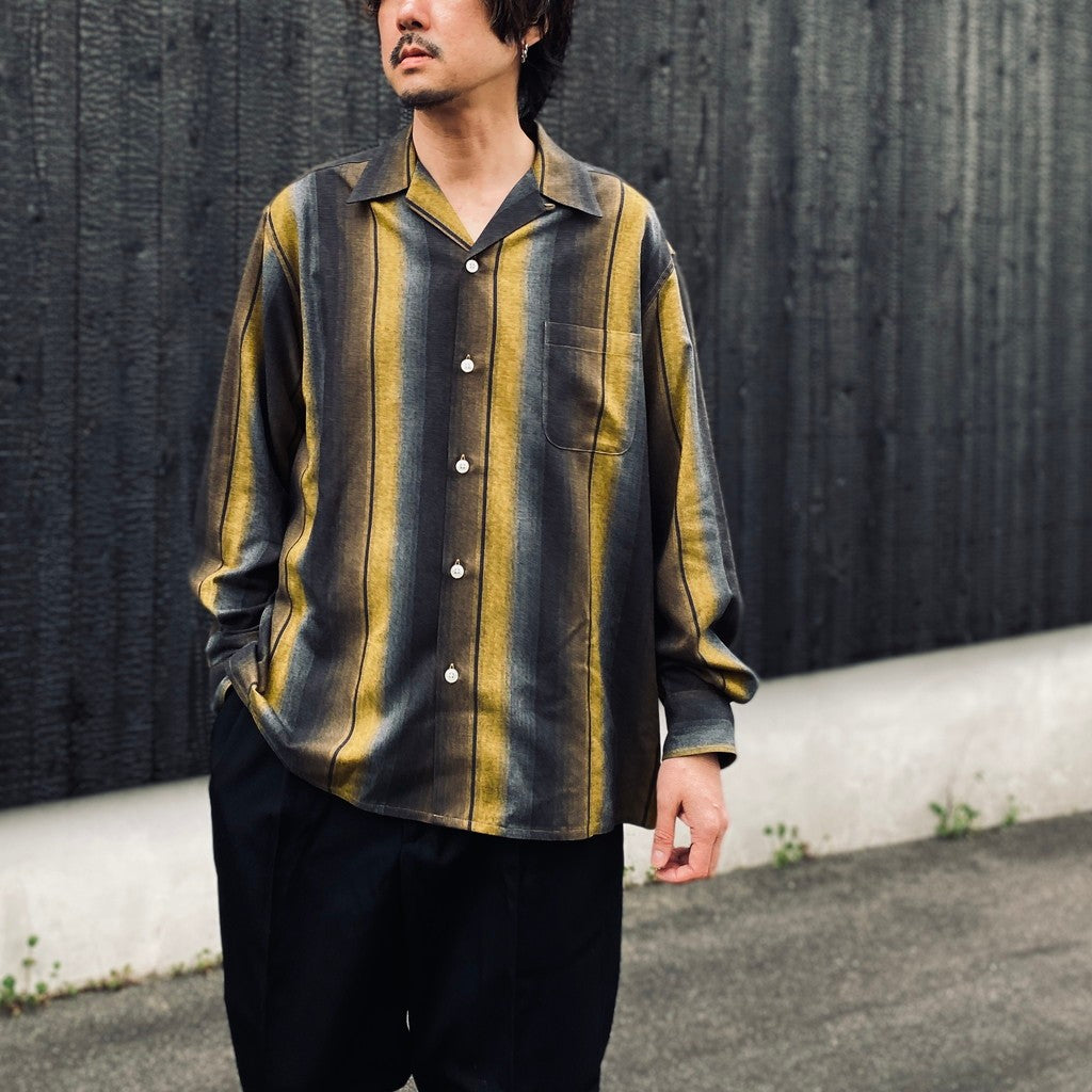 OMBRE STRIPED OPEN COLLAR SHIRT L/S #YELLOW [26SS-WMS-OC13