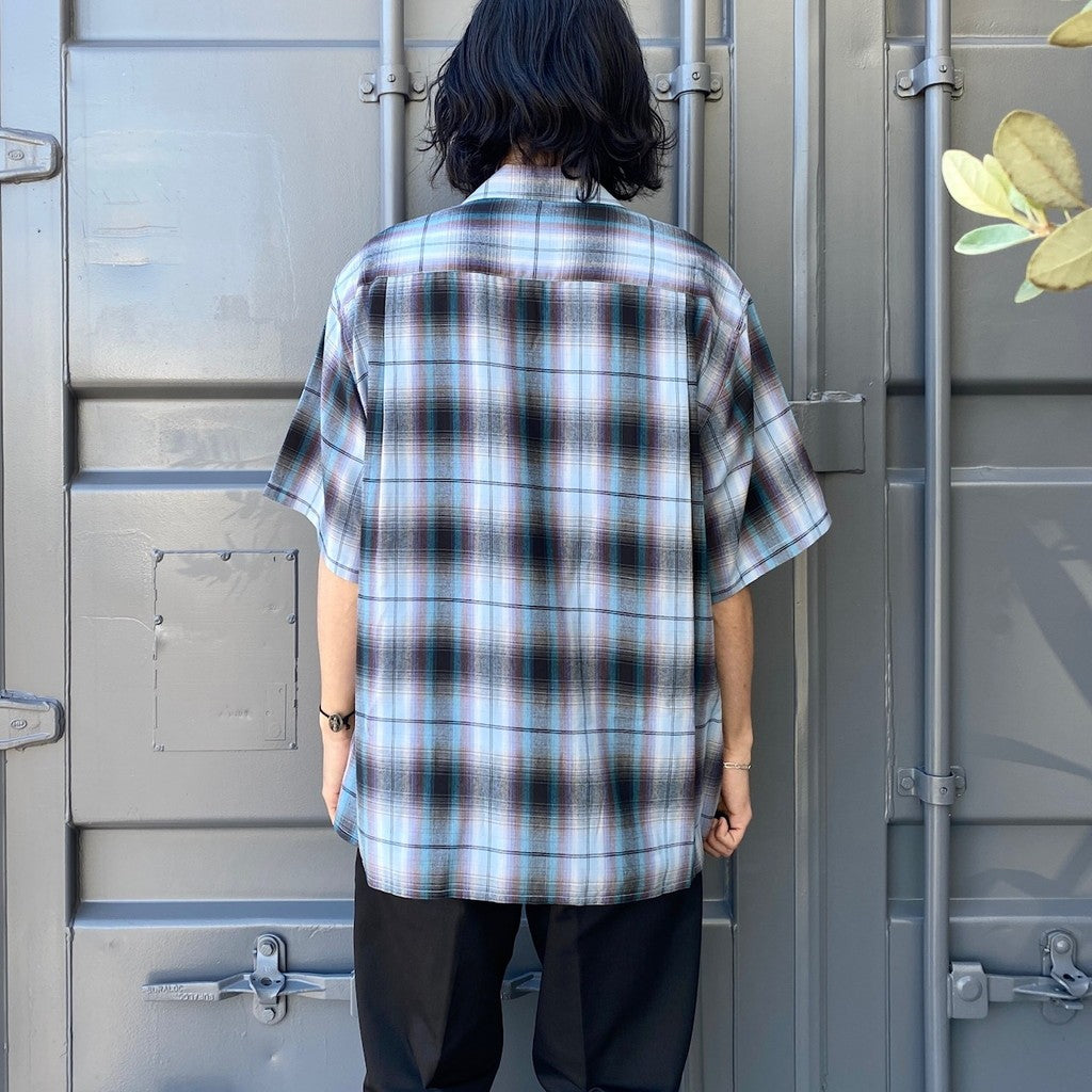 OMBRE CHECK OPEN COLLAR SHIRT S/S -TYPE 2- #BLUE [24SS-WMS-OC11]