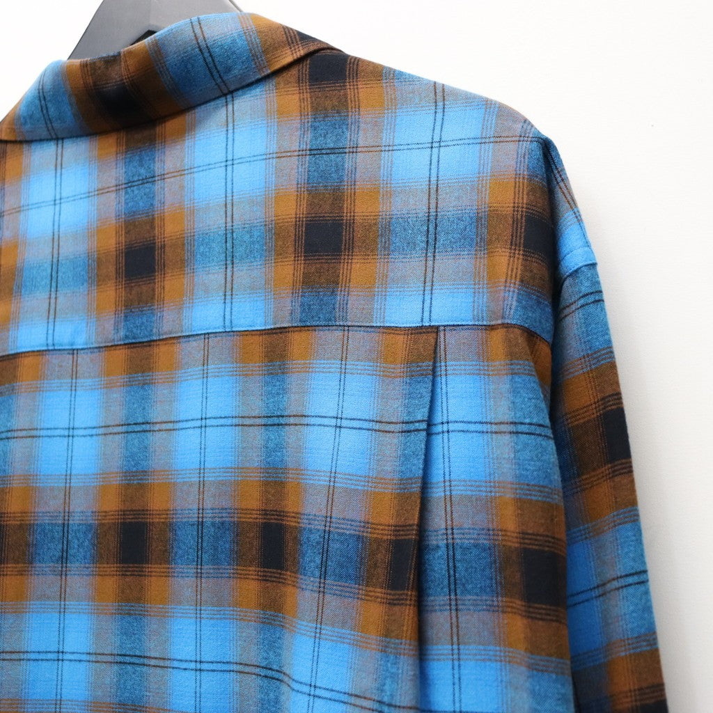 OMBRE CHECK OPEN COLLAR SHIRT L/S ( TYPE-1 ) #BLUE [26SS-WMS-OC11]