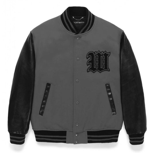 LEATHER VARSITY JACKET -B- ( TYPE-2 ) #GRAY [24FW-WMO-BL16]