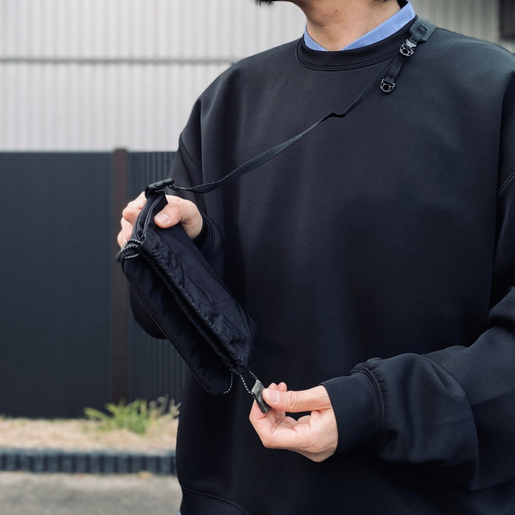 TEXTURED TWILL DRAWSTRING SACOCHE #BLACK [FTT36261B0005]