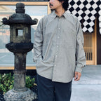 TECH REGULAR COLLAR SHIRT L/S STRIPE #LT.BROWN [BE-83026W]