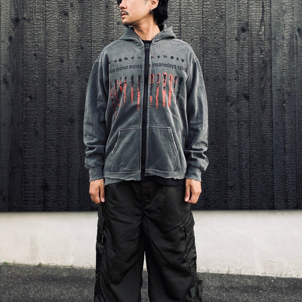 Bootleg Zip Up Hoodie With Damaged (ERROR S) #AGEDBLACK [M-P4-BG8]