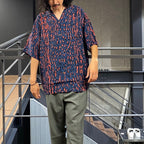 豹紋夏威夷襯衫 短袖 #藍色 [24FWE-WMS-HI01]