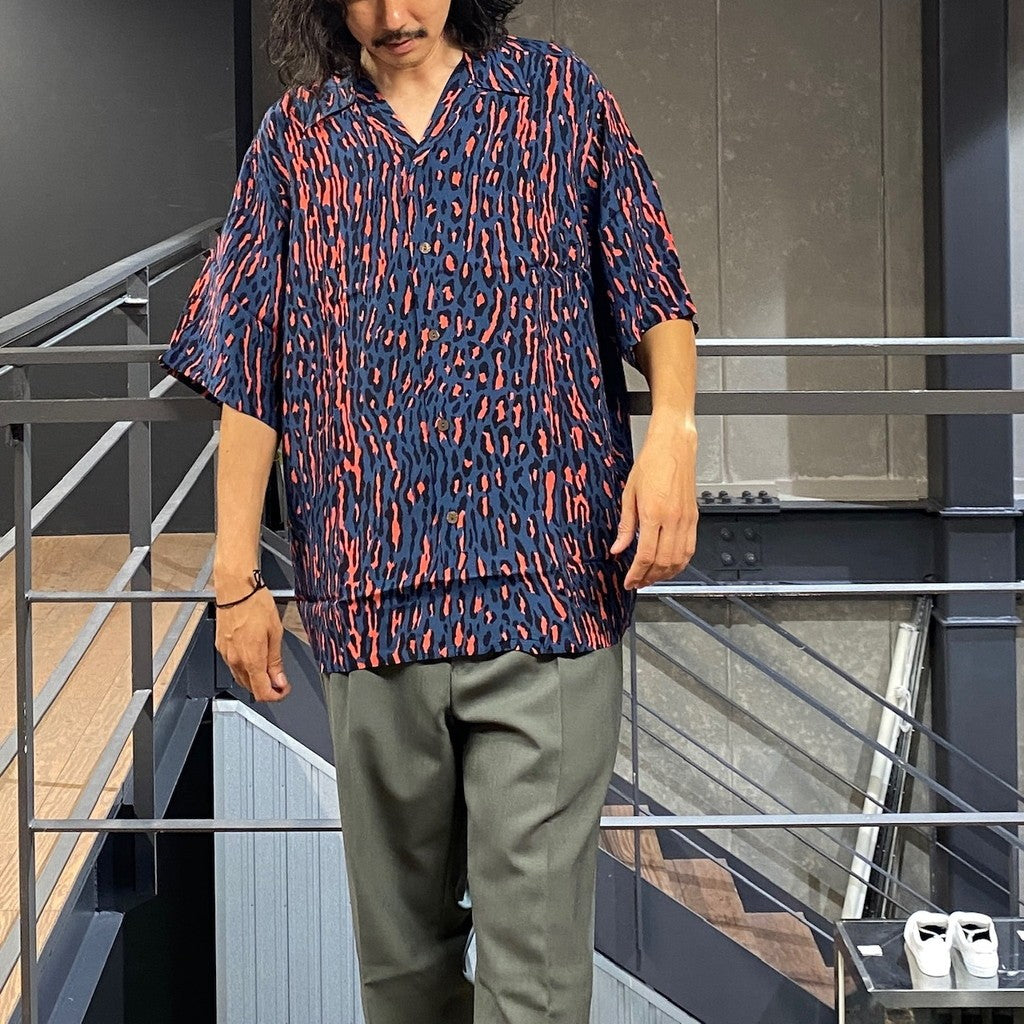 豹紋夏威夷襯衫 短袖 #藍色 [24FWE-WMS-HI01]