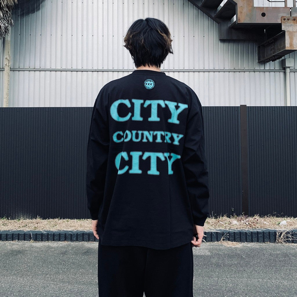 COTTON L/S T-SHIRT_CITY COUNTRY CITY #BLACK [CCC-261T002]