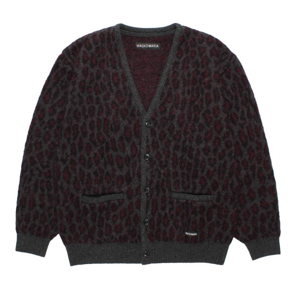 LEOPARD MOHAIR JACQUARD CARDIGAN #CHARCOAL [26FW-WMK-KN17]