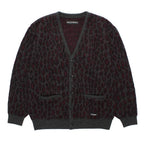 LEOPARD MOHAIR JACQUARD CARDIGAN #CHARCOAL [26FW-WMK-KN17]