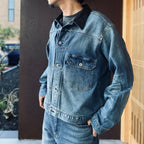 Leather Collar Denim Jacket #Indigo [SD26F-JK01]