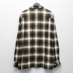OMBRE CHECK OPEN COLLAR SHIRT L/S ( TYPE-1 ) #KHAKI [25FW-WMS-OC05]