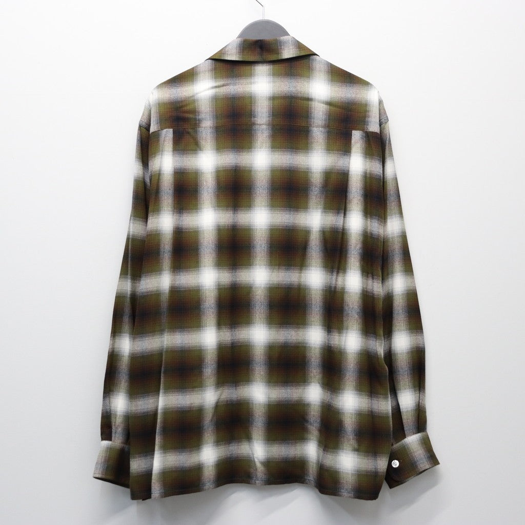 OMBRE CHECK OPEN COLLAR SHIRT L/S ( TYPE-1 ) #KHAKI [25FW-WMS-OC05]