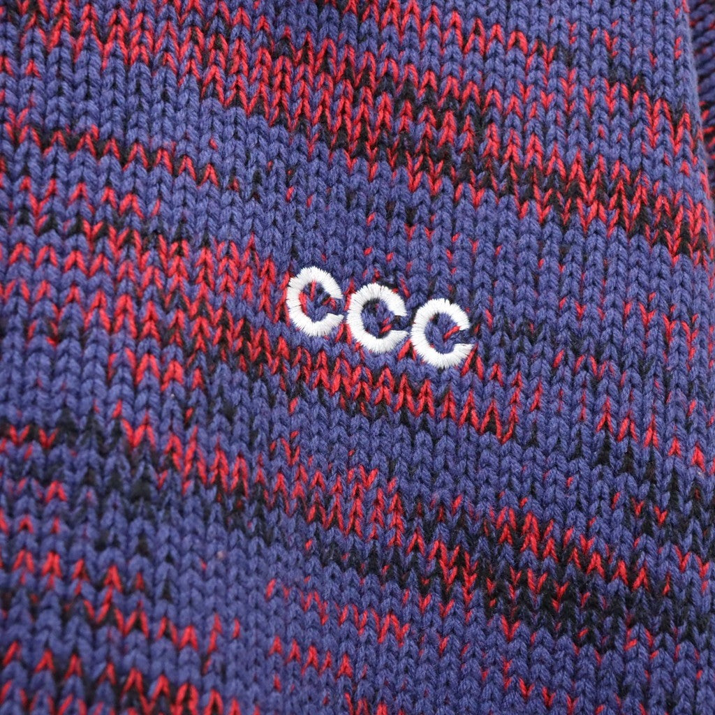 MIX KNIT CATDIGAN WITH BADGE #BLUE×BLACK×RED [CCC-263KN002]