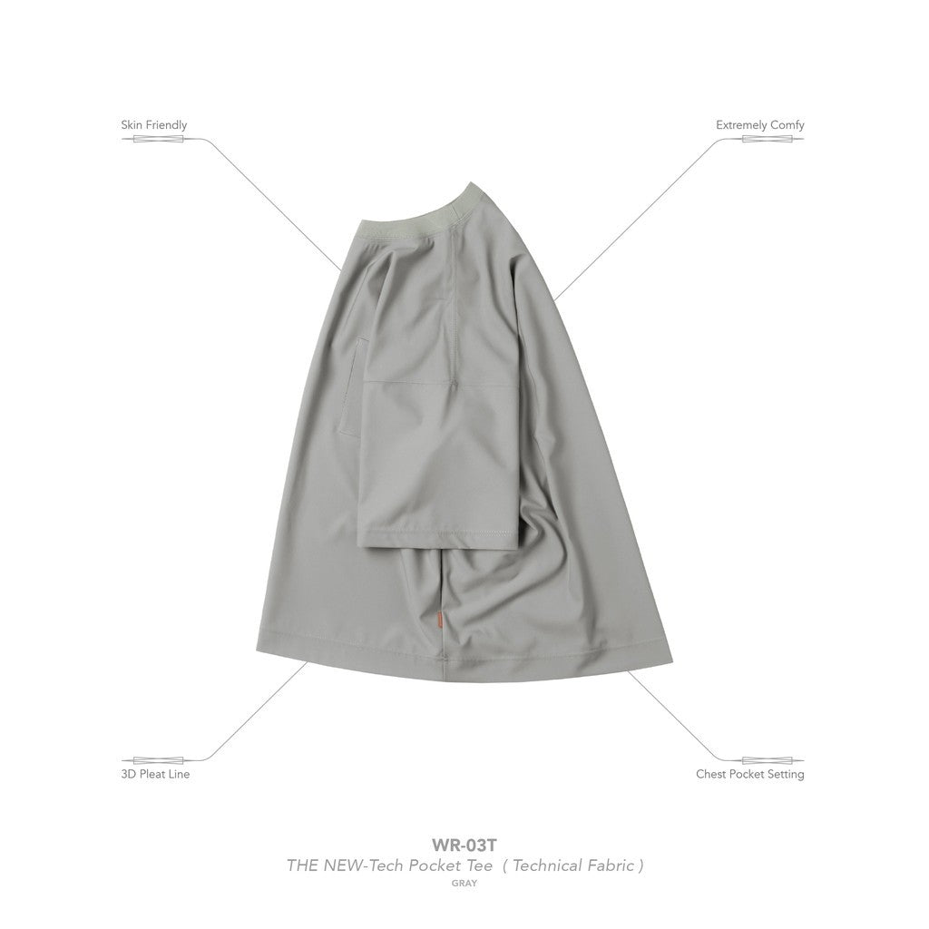 "WR-03T" 新款科技口袋T卹（科技布料）#灰色 [GOOPI-25SS-MAY-01]