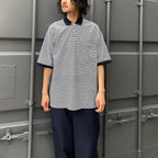 TECH POLO SHIRTS S/S #WHITE/NAVY BORDER [BE-37024]