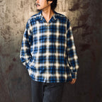 OMBRE CHECK OPEN COLLAR SHIRT L/S ( TYPE-1 ) #BLUE [25FW-WMS-OC05]