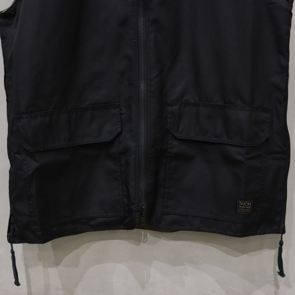 NON DOWN MILITARY REVERSIBLE V NECK VEST #BLACK [TAION-R001ZNDML-1