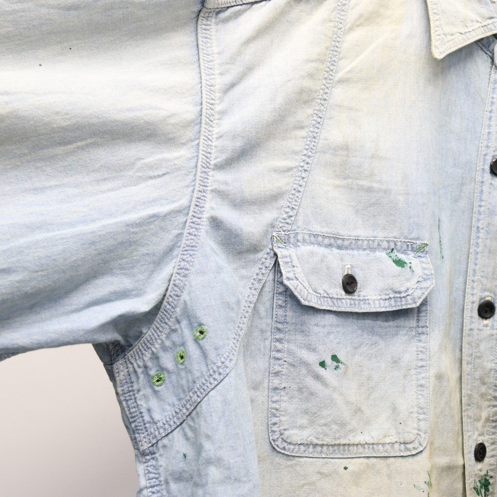 PAINT STAINED CHAMBRAY SHIRT, VENT HOLES #AGED INDIGO [BW252-PSCSV]
