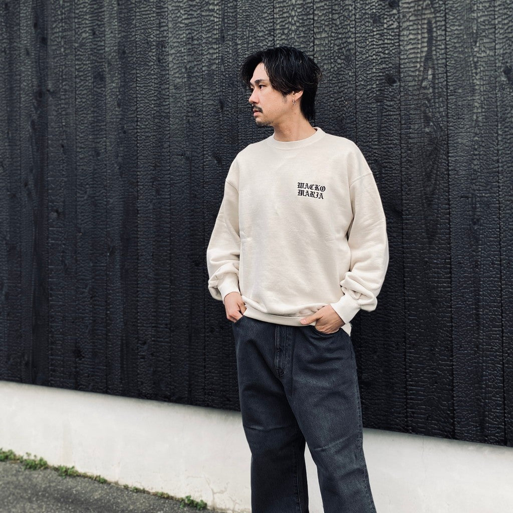 WASHED MIDDLE WEIGHT CREW NECK SWEAT SHIRT #IVORY [26SSE-WMC-SS03]
