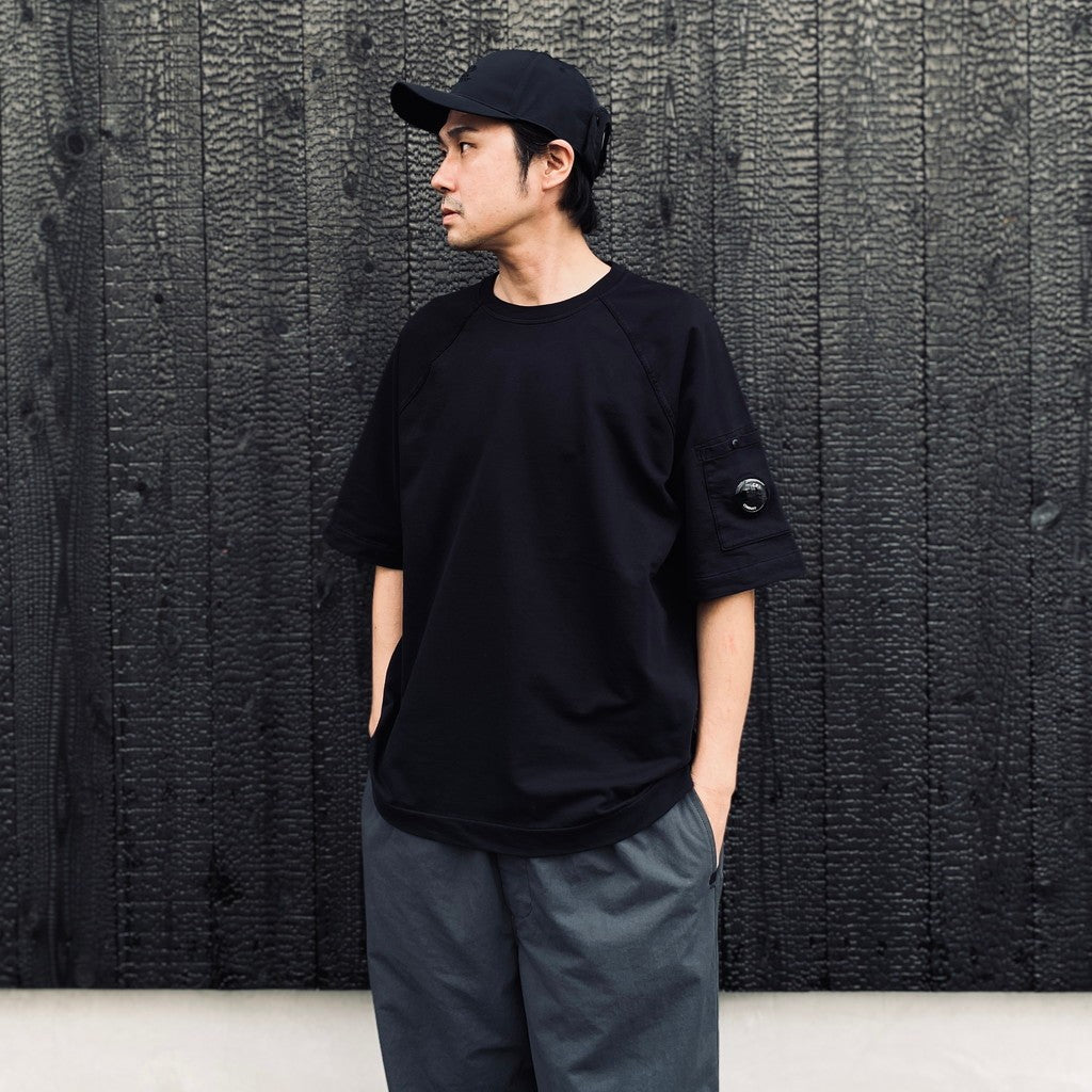 LIGHT FLEECE SHORT SLEEVE SWEATSHIRT #BLACK 999 [20CMSS034A-002246G]