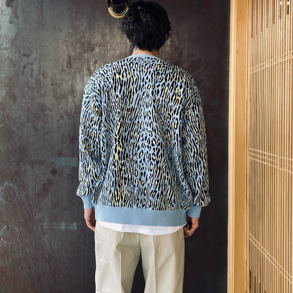 LEOPARD JACQUARD CARDIGAN ( TYPE-2 ) #L-BLUE [26SS-WMK-KN18