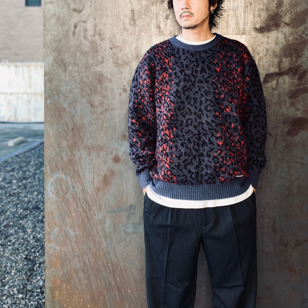 LEOPARD MOHAIR CREW NECK SWEATER #NAVY [25FW-WMK-KN07]