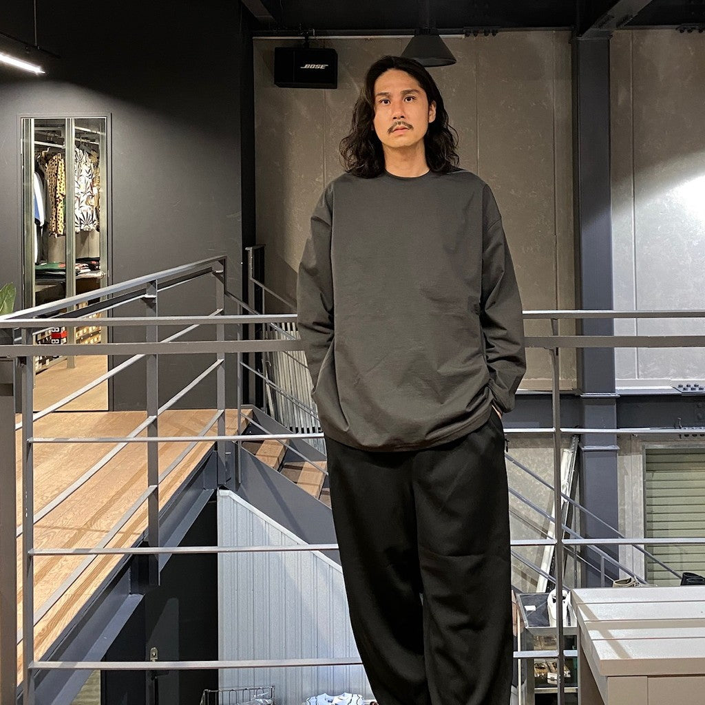 TECH CREW NECK TEE L/S #CHARCOAL [BE-31024W]