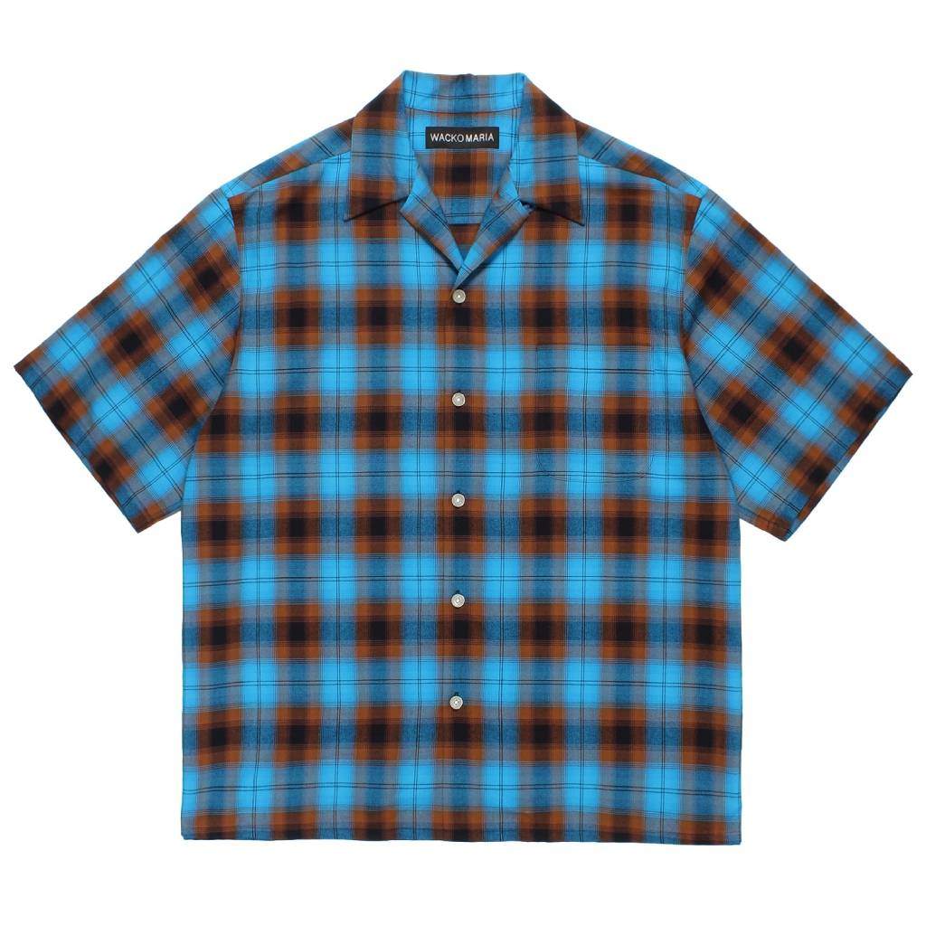 OMBRE CHECK OPEN COLLAR SHIRT S/S ( TYPE-2 ) #BLUE [26SS-WMS-OC10]