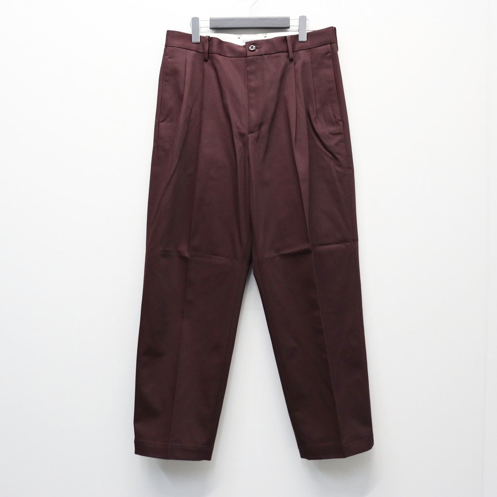 雙褶斜紋棉布褲（1 型）#酒紅色 [25FW-WMP-PT01]