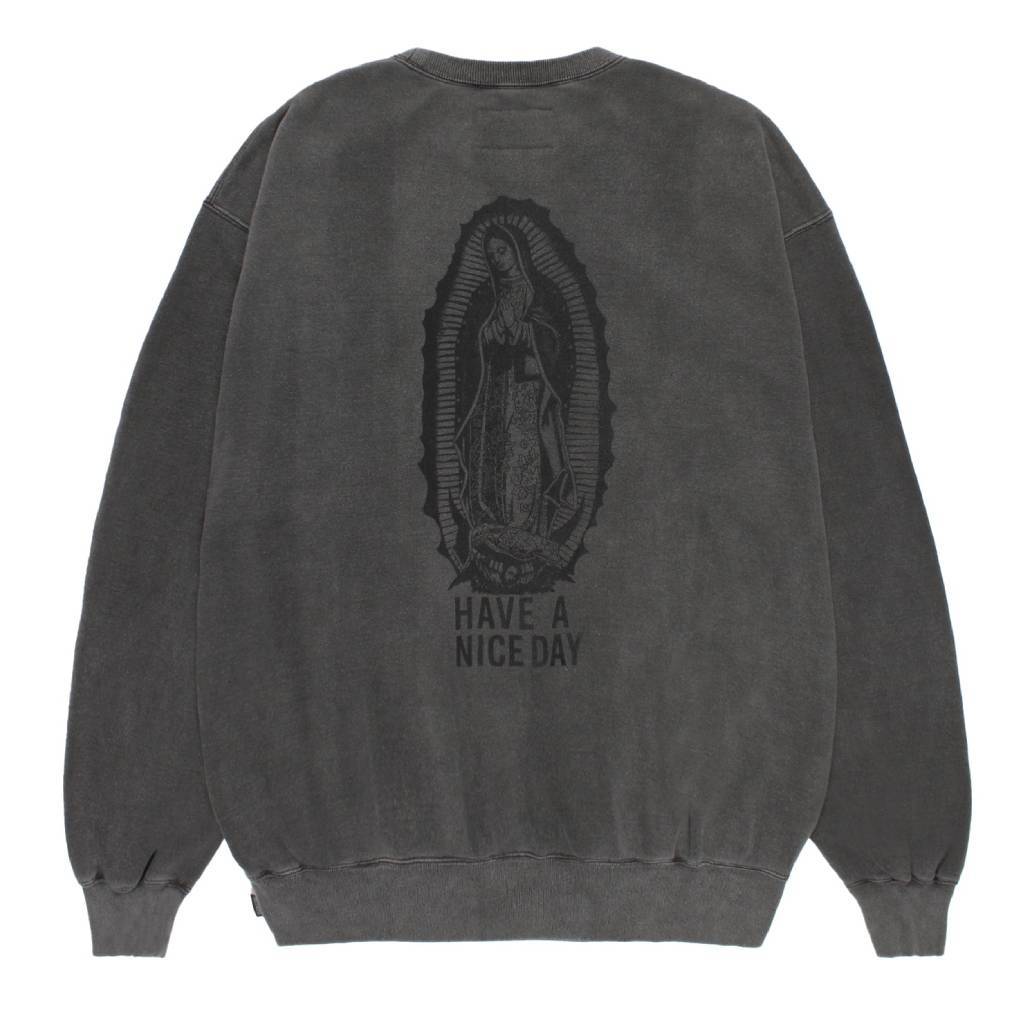 WASHED MIDDLE WEIGHT CREW NECK SWEAT SHIRT ( TYPE-2 ) #GRAY/BLACK [26FWE-WMC-SS04]