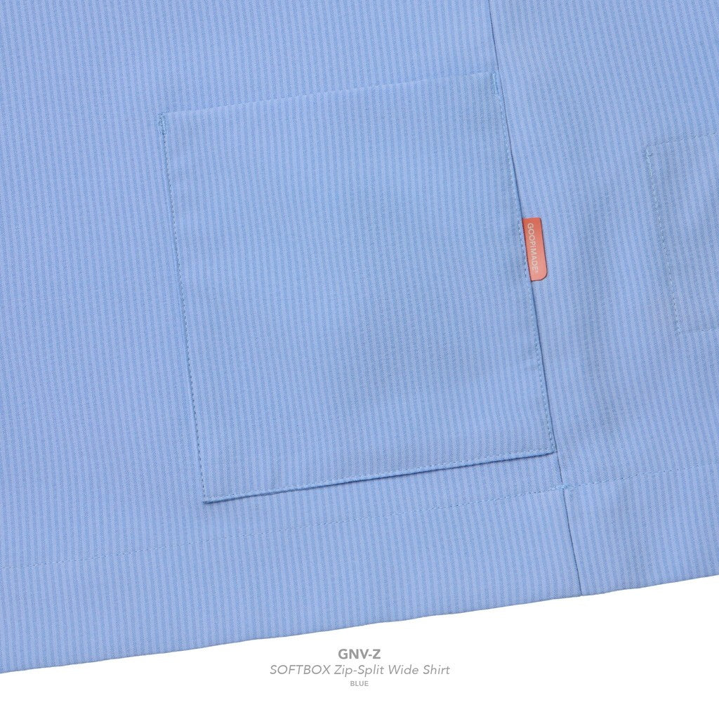 「GNV-Z」 SOFTBOX Zip-Split Wide Shirt #BLUE [GOOPI-25SS-JUN-02]