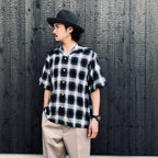 OMBRE CHECK OPEN COLLAR SHIRT S/S ( TYPE-2 ) #GRAY [26SS-WMS-OC10]
