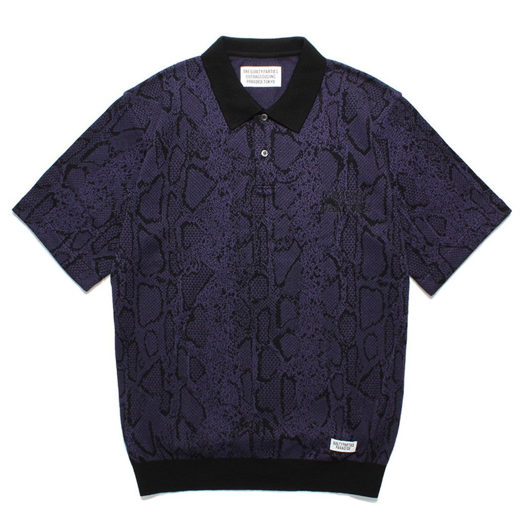 蟒蛇纹针织 POLO 衫 #紫色 [24SS-WMK-KN11]