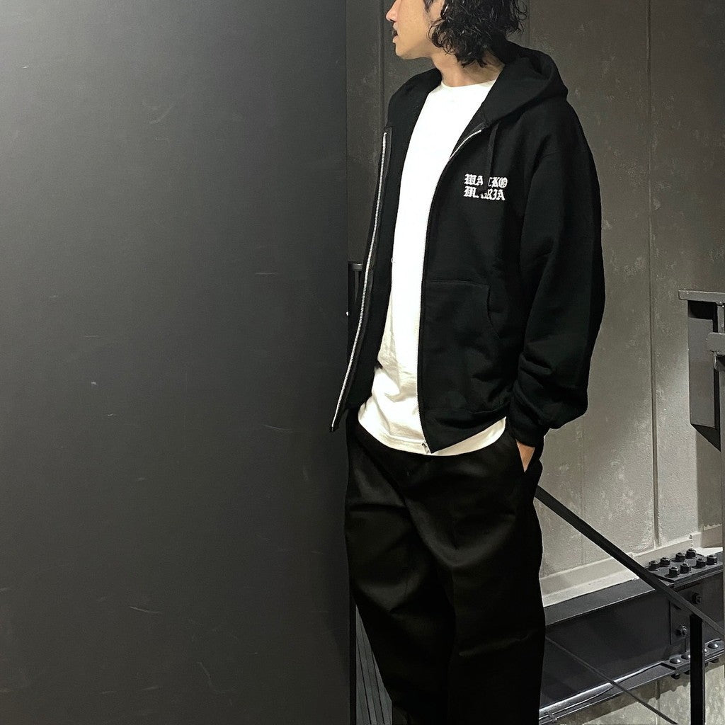 HEAVY WEIGHT FULL ZIP HOODED SWEAT SHIRT ( TYPE-2 ) #BLACK [24FW-WMC-SS02]