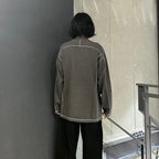 圓領雙層針織長袖衫 #炭灰色 [CES26CS22]