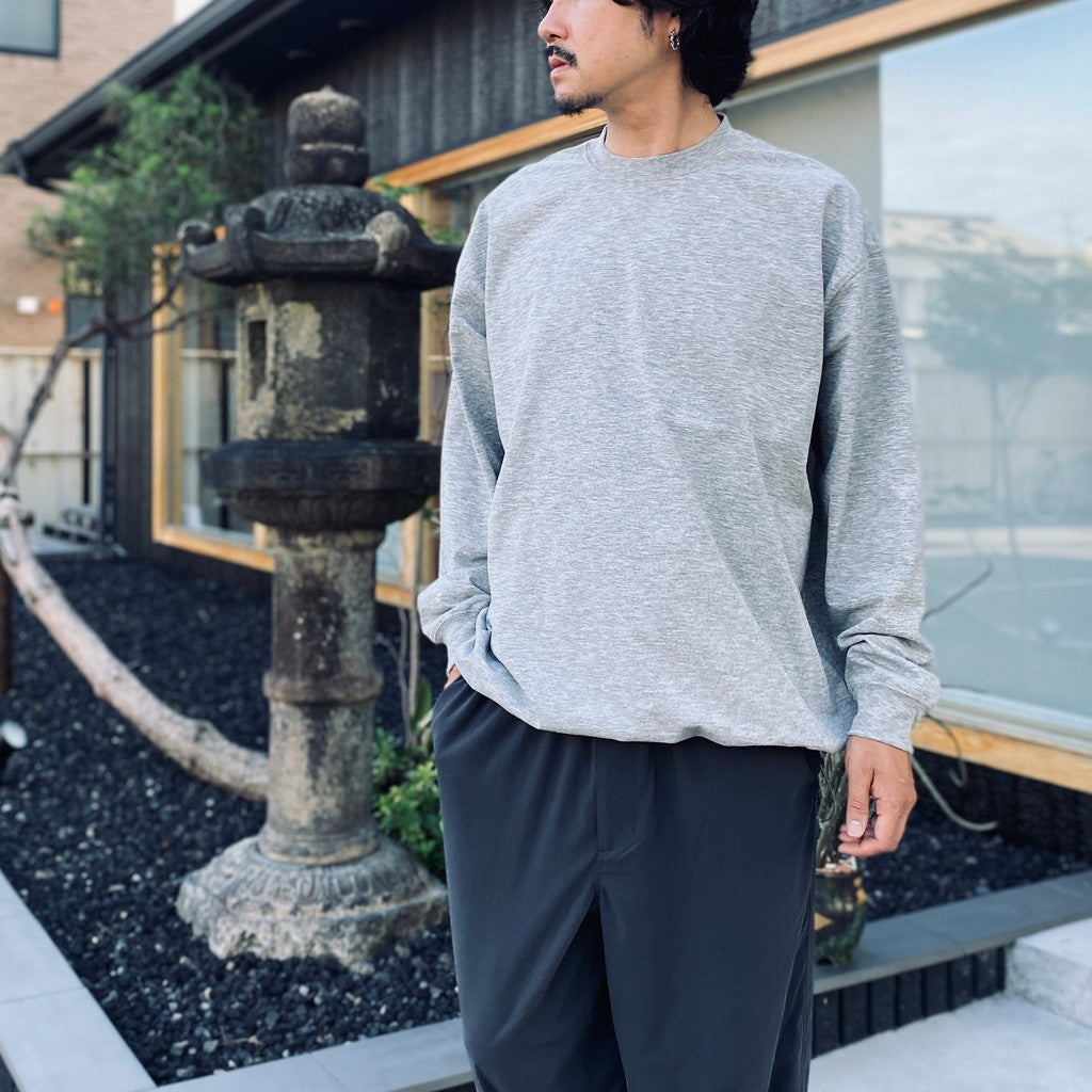 TECH DRAWSTRING TEE L/S #HEATHER GRAY [BE-31026W]