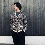 LEOPARD MOHAIR JACQUARD CARDIGAN #WHITE [26FW-WMK-KN17]