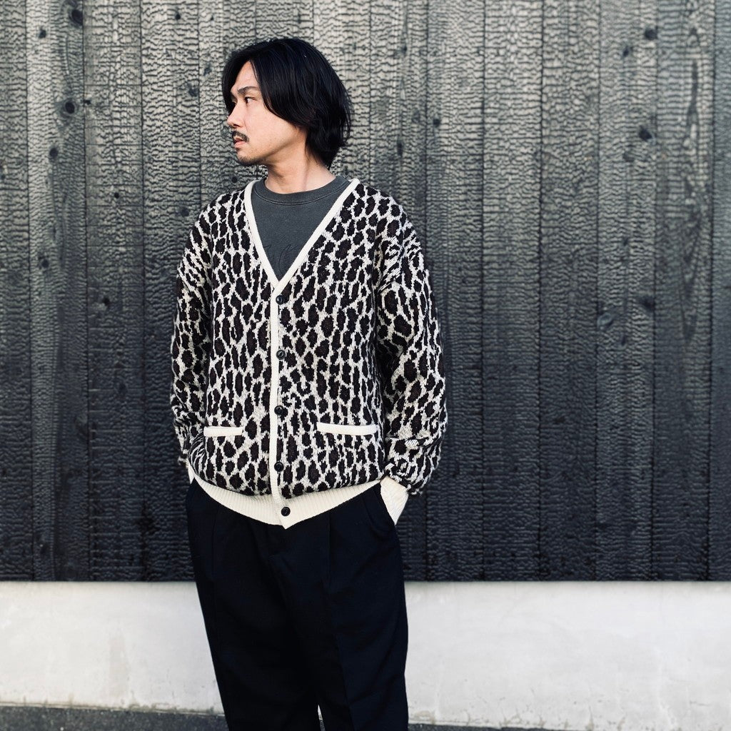 LEOPARD MOHAIR JACQUARD CARDIGAN #WHITE [26FW-WMK-KN17]