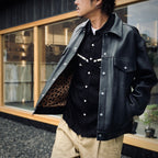 LEATHER TRUCKER JACKET ( TYPE-2 ) #BLACK [25FWE-WMO-BL02]
