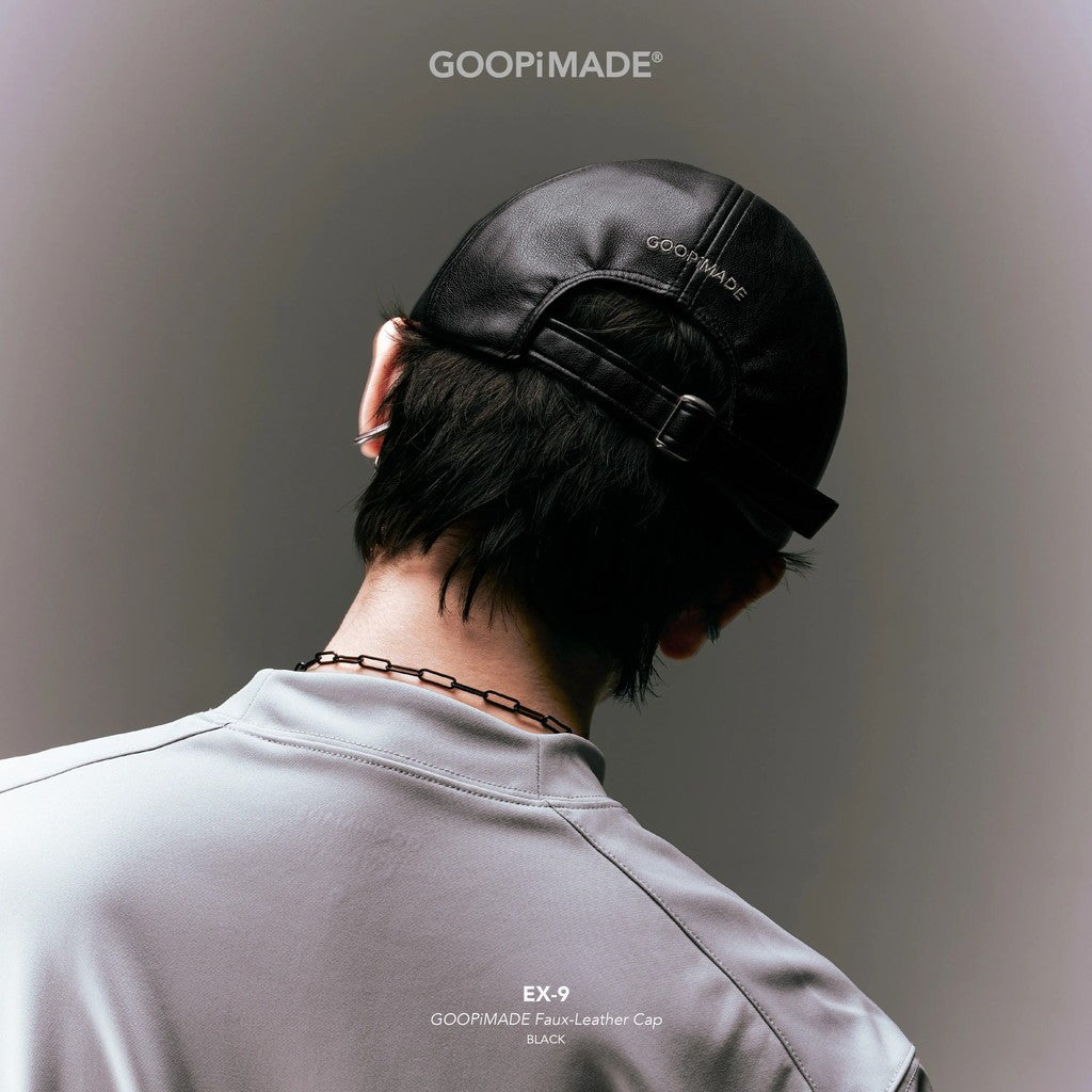 EX-9 GOOPiMADE Faux-Leather Cap #Black [GOOPI-26SS-JUL-04]