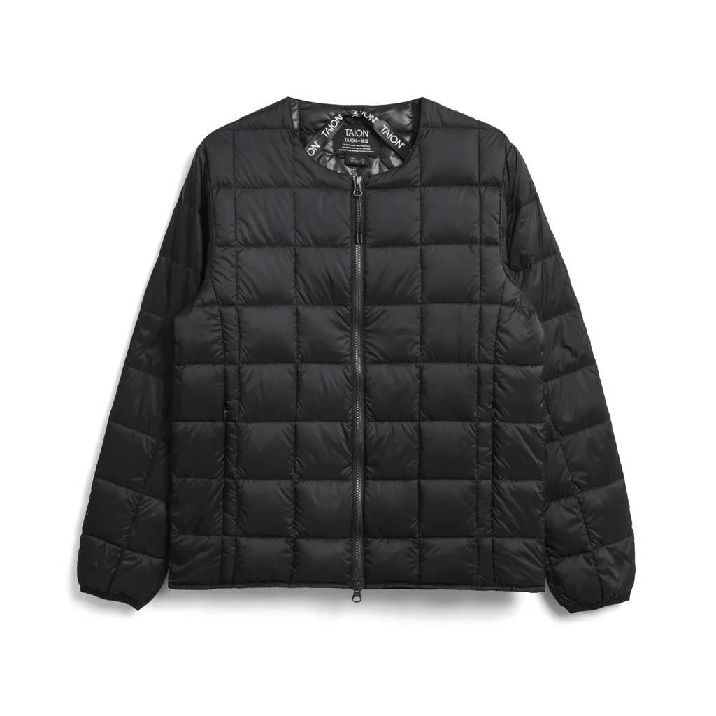 CREW NECK W-ZIP DOWN JKT #BLACK [TAION-104WZ]