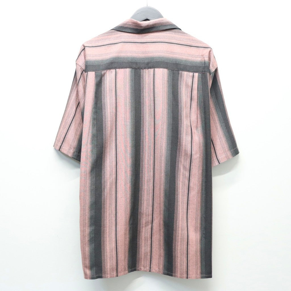 OMBRE STRIPED OPEN COLLAR SHIRT S/S #PINK [26SS-WMS-OC12]