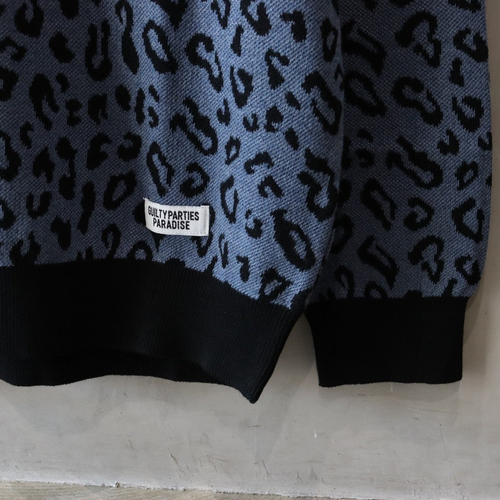 LEOPARD KNIT POLO SHIRT #BLUE [24FW-WMK-KN13]