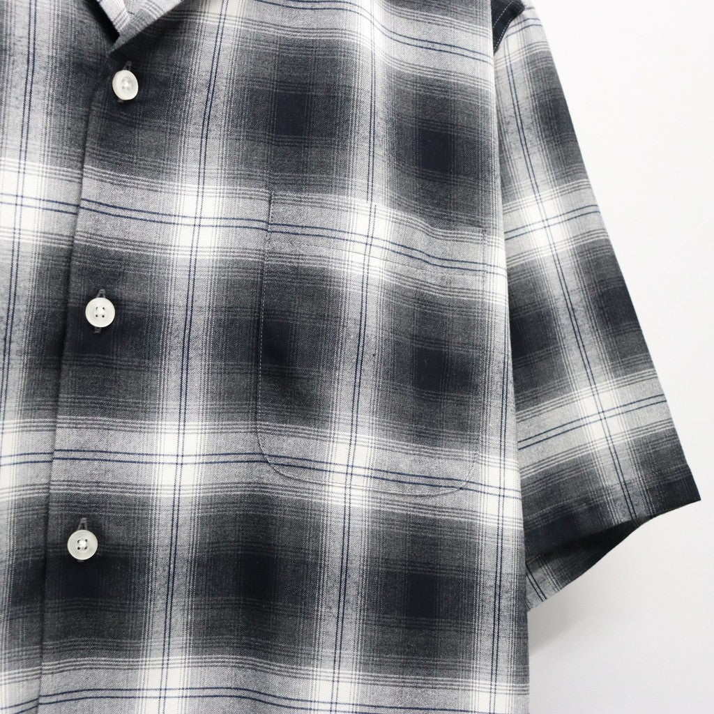 OMBRE CHECK OPEN COLLAR SHIRT S/S ( TYPE-2 ) #GRAY [26SS-WMS-OC10]