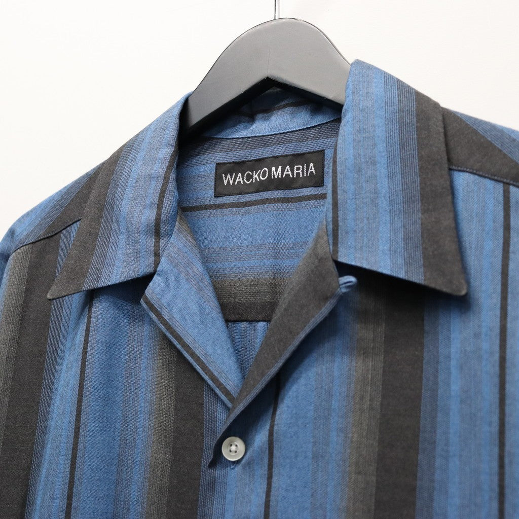OMBRE STRIPED OPEN COLLAR SHIRT S/S #BLUE [26SS-WMS-OC12]