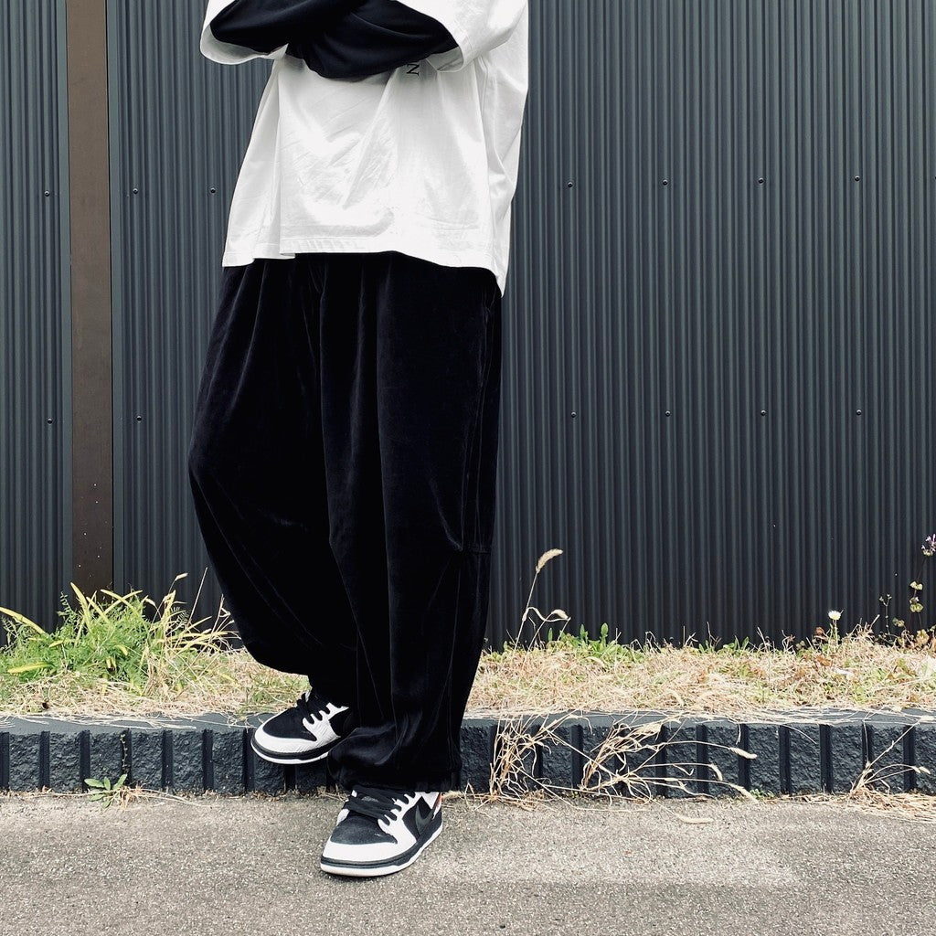 VELOUR BALLOON PANTS #Black [SS26-B06] - cocorozashi 三重県四日市