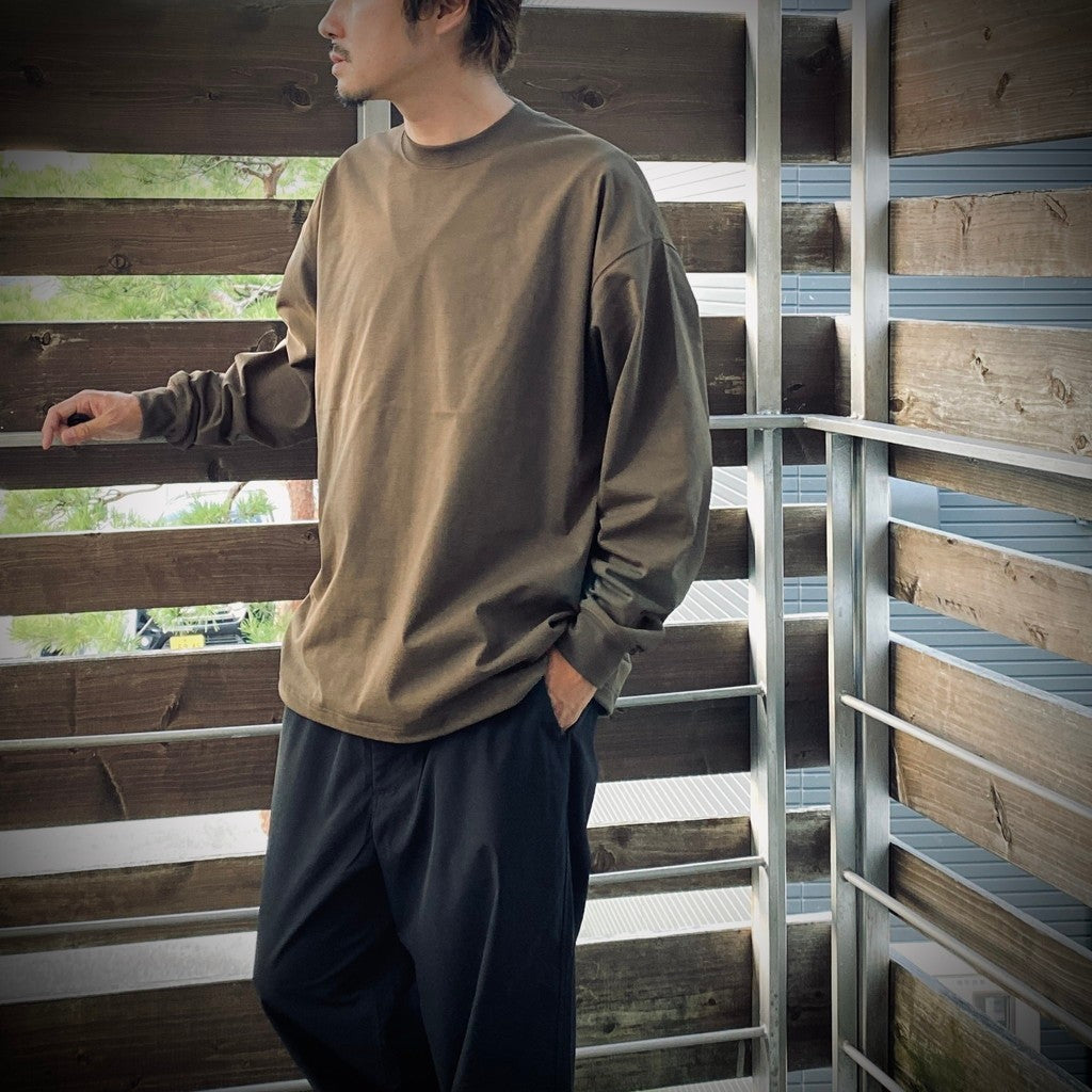 TECH DRAWSTRING TEE L/S #BROWNKAHKI [BE-31025W]